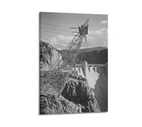 Ansel Adams - Boulder Dam Transmission Lines Side of Cliff (1941) - 17 x 22 cm - Impression d'art - 1 poster décoratif sur toile - Poster mural moderne pour chambre à coucher familiale