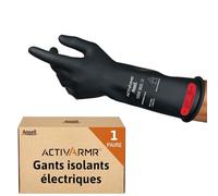 Ansell ActivArmr Gants Electricien, Protection Électrique Classe 0 (Tension 1000V), Gants Isolants en Latex de Caoutchouc Naturel, EPI Professionel, 36cm, Noir, Taille M (1 Paire)