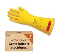 Ansell ActivArmr Gants Electricien, Protection Électrique Classe 0 (Tension 1000V), Gants Isolants en Latex de Caoutchouc Naturel, EPI Professionel, 36cm, Jaune, Taille XL (1 Paire)