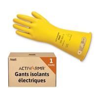 Ansell ActivArmr Gants Electricien, Protection Électrique Classe 00 (Tension 500V), Gants Isolants en Latex de Caoutchouc Naturel, EPI Professionel, 36cm, Jaune, Taille M (1 Paire)