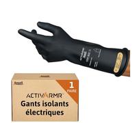 Ansell ActivArmr Gants Electricien, Protection Électrique Classe 00 (Tension 500V), Gants Isolants en Latex de Caoutchouc Naturel, EPI Professionel, 36cm, Noir, Taille M (1 Paire)