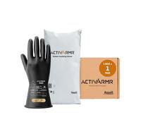 Ansell ActivArmr Gants Electricien, Protection Électrique Classe 00 (Tension 500V), Isolants en Latex de Caoutchouc Naturel, EPI Professionel, 28cm, Noir, Taille L (1 Paire)