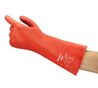 Ansell AlphaTec 15-554 Gants Protection Chimique, Haute Résistance Produits Chimiques et Liquides Dangereux, EPI Industriel, Gant de Sécurité Homme Femme, Rouge, Taille L (1 Paire)