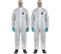 Ansell AlphaTec 1500 Model 138, Combinaison de Travail Jetable, Protection Chimique Type 5/6, Tenue Intégrale et Déperlante, Bricolage et Peinture, Homme Femme, Blanc, Taille S (1 Pièce) (Lot de 2)