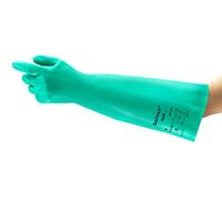 Ansell AlphaTec 37-185 Gants Protection Chimique en Nitrile, Gant Impérméable Très Résistant Liquides et Solvants, EPI Homme Femme, Réutilisable, Vert, Taille XL (1 Paire)
