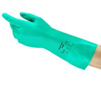 Ansell AlphaTec 37-676 Gants de Protection Chimique en Nitrile, Haute Résistance à l'Abrasion, Risques Industriels et Produits Dangereux, Acides et Solvants, Vert, Taille M (12 Paires)