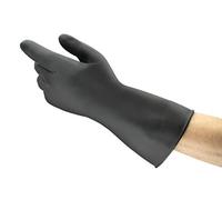 Ansell AlphaTec 87-118 Gants de Protection Chimique en Latex, Haute Résistance à l'Abrasion, Risques Industriels et Produits Dangereux, Acides et Solvants, Noir, Taille L (1 Paire)