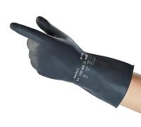 Ansell AlphaTec 87-118 Gants de Protection Chimique en Latex, Haute Résistance à l'Abrasion, Risques Industriels et Produits Dangereux, Acides et Solvants, Noir, Taille XS (12 Paires)