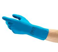 Ansell AlphaTec 87-195 Gants de Travail Multi-Usage, Résistance Chimique et Contact Alimentaire, Gant de Protection Latex Ultra Fin Homme Femme, Réutilisable, Bleu, Taille M (12 Paires)
