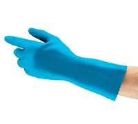 Ansell AlphaTec 87-315 Gants de Travail Multi-Usage, Résistance Chimique et Contact Alimentaire, Gant de Protection Latex Homme Femme, Finition Intérieure Coton, Bleu, Taille M (12 Paires)
