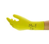Ansell AlphaTec 87-650 Gants de Travail Multi-Usage, Résistance Chimique et Impérméable, Gant de Protection Latex Très Fin, Homme Femme, Réutilisable, Jaune, Taille L (12 Paires)