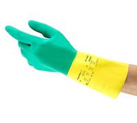 Ansell AlphaTec 87-900 Gants de Travail Multi-Usage, Résistance Chimique, Design Durable avec Excellente Préhension, Finition Coton, Gant Homme Femme, Vert, Taille XL (12 Paires)