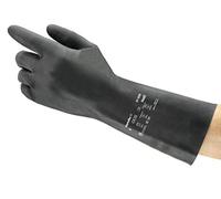 Ansell Extra 87-950 Gants en latex de caoutchouc naturel, protection contre les produits chimiques et les liquides, Noir, Taille 6.5-7 (Sachet de 1 paire)