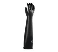 Ansell AlphaTec 87-108 Gants de Protection Chimique en Latex, avec Manchette Longue (61cm), Très Résistants à l'Abrasion et Réutilisables, Sécurité Industrielle, Noir, Taille L (1 Paire)
