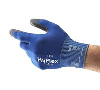 Ansell HyFlex 11-618, Gants de mécanicien, Gants de protection à revêtement PU, Gants de travail M pour manipulations de précision, Gants de manutention bleus compatibles avec écran tactile, 1 paire