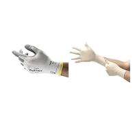 Ansell HyFlex 11-800, Gants de Travail, Taille L (12 Paires) TouchNTuff 69-318 Gants jetables en Latex, fins et non poudrés, Taille L (100 Gants)