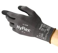 Ansell HyFlex 11-840, Gants de travail professionnels, Gants en nitrile résistant à l'abrasion, gants de protection polyvalents, Gant de manutention industriel, Gants nitrile M, Noir, 1 paire