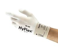 Ansell HyFlex 48-105 Gants de Travail Polyvalents, Protection Mécanique Multi-Usage, Atelier, Bricolage, Peinture, Gant Fin Homme Femme, Lavable, Blanc, Taille S (12 Paires)
