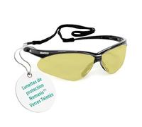 Ansell KleenGuard Nemesis Lunettes de Sécurité Anti-Buée, Protection EPI, Lunettes Légères Enveloppantes pour Chantier, Tir, Extérieur et Industrie - Verres Ambrés et Monture Noire, 1 Paire