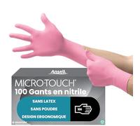 Ansell Micro-Touch Nitrafree Gants Jetables en Nitrile, Non Poudrés, Protection Multiusage, Médical, Chimique et Mécanique, Sans Latex, Rose, Taille XL (100 Pièces)