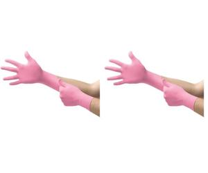 Ansell Micro-Touch Nitrafree Gants Jetables Sans Latex, Gants Nitrile Non Poudrés, Gants Medical et Examen, Protection Chimique et Mécanique, Gants Roses Taille S (100 Gants) (Lot de 2)
