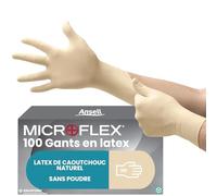 Ansell MicroFlex 63-864, Gants jetables avec bouts des doigts texturés, gants latex XS blancs sécurisés pour l'industrie, Gants de travail sans poudre, Gants de protection polyvalents, 100 gants