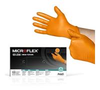 Ansell MicroFlex 93-256 Gants Jetables en Nitrile, Non Poudrés, Protection Multiusage, Alimentaire, Chimique et Mécanique, Sans Latex, Orange, Taille 2XL (100 Pièces)