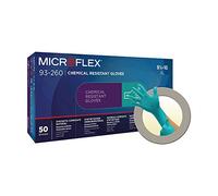 Ansell Microflex 93-260 Gants Jetables Protection Chimique, Protection Acides, Liquides et Solvants, Formulation Brevetée Ultra Résistante, Manchette Longue, Vert (50 Gants)