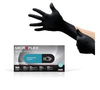 Ansell Microflex 93-732, Gants jetables Multi-usages en Nitrile, manipulation de précision et travaux mécaniques, Sans Latex, Sans Poudre, Noir, Taille S, Boîte de 100