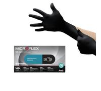 Ansell Microflex 93-732, Gants jetables Multi-usages en Nitrile, manipulation de précision et travaux mécaniques, Sans Latex, Sans Poudre, Noir, Taille S, Boîte de 100