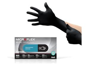 Ansell Microflex 93-732, Gants jetables Multi-usages en Nitrile, manipulation de précision et travaux mécaniques, Sans Latex, Sans Poudre, Noir, Taille XS, Boîte de 100