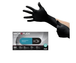Ansell Microflex 93-732, Gants jetables Multi-usages en Nitrile, manipulation de précision et travaux mécaniques, Sans Latex, Sans Poudre, Noir, Taille M, Boîte de 100