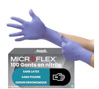 Ansell Microflex 93-843 Gants Jetables en Nitrile, Gant Usage Unique Haute Qualité, Protection Chimique et Mécanique Industrielle, Design Fin et Durable, Violet, Taille M (100 Pièces)