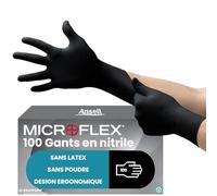Ansell MicroFlex 93-852 Gants Jetables en Nitrile, Non Poudrés, Protection Multiusage, Alimentaire, Chimique et Mécanique, Sans Latex, Noir, Taille M (100 Pièces)