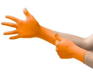 Ansell MicroFlex 93-856 Gants pour Usages multiples, protection contre les produits chimiques et les liquides, Orange, Taille 6.5-7 (Boîte de 100 gants)