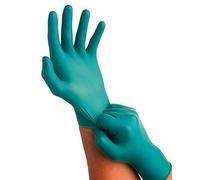 Ansell TouchNTuff 92-600 Gants légers en Nitrile avec bords roulés, Protection contre les éclaboussures et produits chimiques, Sans poudre, Taille 9, Vert Boite de 100 gants