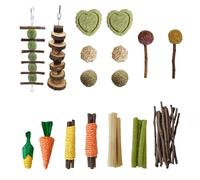 Anseom 13 Styles Jouets à Mâcher pour Lapin, 41 Pièces Bâtons de Foin de Timothée Naturels pour Petits Animaux, Bâtonnets de Pomme Jouets Soins Dentaires pour Hamster Cochon d'Inde Perroquet
