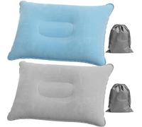 Anseom 2 Pièces Oreiller Gonflable de Camping Portable Coussin Gonflable Voyage Oreiller Plage Flocage avec 2 Poches à Cordon pour La Plage Le Camping Les Voyages