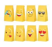 Anseom 24 Pièces Sacs en Papier Coloré avec 72 Autocollants, 23 x 12 x 8cm Pochette Cadeau en Papier, Sac Cadeau Anniversaire pour Enfant, Sachet Cadeau pour Anniversaire Fêtes Mariage