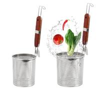 Anseom 2pcs Panier à Pâtes, Filtre à Nouilles,Panier à pâtes Micro-perforé en Acier Inoxydable,Tamis Farine,Passoire Inox, Panier de Cuisson avec Poignée Passoire pour Pâtes,Aliments Frits,14cm+12cm