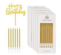 Anseom 36 Pièces Bougies d'Anniversaire Dorées, 10cm Bougies de Gâteau, Longues Bougies de Fête pour Anniversaire Mariage, Bougie Anniversaire pour Filles Garçons Hommes Femmes