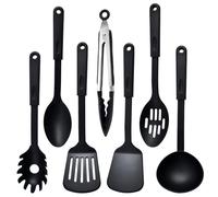 Anseom 7 Pièces Ustensiles de Cuisine, Nylon Ensemble d'Ustensiles de Cuisine Résistant à la Chaleur Ustensiles Cuisine Antiadhésive Set, Outils de Cuisine Accessoire Cuisine Set, Noir