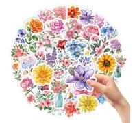 Anseom Fleurs Vinyle ImperméAble Autocollants Gommettes Floral pour Ordinateur Portable Bagages de Voyage Valise VéLo Casque Journal Scrapbooking Coque [50pcs]