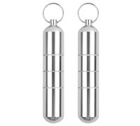 Anseom Lot de 2 Mini Étui À Cigarettes en Aluminium, Étui À Cigarettes Portable de Voyage Étui À cigarettes avec Porte-Clés, Boîte de Poche Ronde Étanche Cigarettes pour Hommes Femmes, 12.2×2.4cm