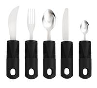 Anseom Lot de 5 Handicap Couverts de Table Aides, Ensemble d'Ustensiles Adaptatifs Comfort Grips Couverts Aides, Couvert Ergonomique Adulte pour Parkinson et Personnes Souffrant de Tremblements
