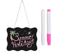 Anseom Petits Tableaux Noirs en Bois 25x20cm Tableau à Craie Effaçables,Tableau Ardoise Double Face,Tableaux Noirs à Suspendre,Enseigne de Tableau Ecrire pour Message,Décoration-Ardoise+2 Craies+Corde