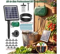 ANSETO Arrosage Automatique Solaire-Tuyau 15m Goutte à Goutte-Programmateur - Idéal Vacances & Jardin - Jusqu’à 70% d’Eau Économisée