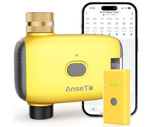 AnseTo Programmateur Arrosage Automatique WiFi, Timer Connecté Laiton Hub | Contrôle à Distance App pour Système D'irrigation, Balcon, Serre, Jardin, Pelouse, Pot de Fleur, Plantes, Idéal Vacances