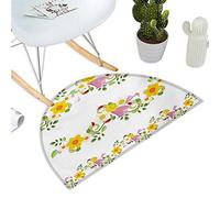 Anshesix Coussin Semi-Circulaire Jonquille Feuilles Fleurs Laurier Fairy Earth Jardin Maison 90x135cm Multicolore