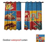 Anshesix Music Outdoor Balcony Privacy Curtain Retro Collage Illustration of Different Instruments Guitar Violin Jazz Pop Art Boho W96 x L72(245cm x 183cm)